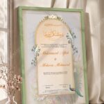 Dreamy Garden Dove and Floral Nikkah Certificate in olive green frame