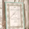 Dusty Gold Illuminated Nikkah Certificate in soft sea green frame