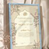Gold Calligraphy Islamic Lattice Nikkah Certificate in ice blue frame
