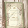 Gold Calligraphy Islamic Lattice Nikkah Certificate in olive green frame