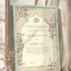 Gold Calligraphy Islamic Lattice Nikkah Certificate in soft sea green frame
