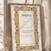 Gold Illuminated Jewel Border Nikkah Certificate in warm brown wooden frame