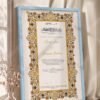 Gold Illuminated Jewel Border Nikkah Certificate in modern ice blue frame
