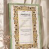 Gold Illuminated Jewel Border Nikkah Certificate in olive green frame