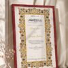 Gold Illuminated Jewel Border Nikkah Certificate in rich royal cherry frame