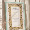 Gold Illuminated Jewel Border Nikkah Certificate in soft sea green frame