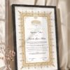 Gold Ornamental Seal Nikkah Certificate in fancy black frame