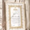 Gold Ornamental Seal Nikkah Certificate in fancy off white frame