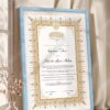 Gold Ornamental Seal Nikkah Certificate in ice blue frame