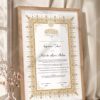 Gold Ornamental Seal Nikkah Certificate in oak wood frame