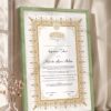 Gold Ornamental Seal Nikkah Certificate in olive green frame