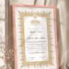 Gold Ornamental Seal Nikkah Certificate in peach pink frame