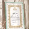 Gold Ornamental Seal Nikkah Certificate in soft sea green frame