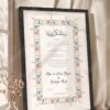 Golden Floral Crest Nikkah Certificate in fancy black frame