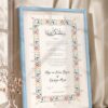 Golden Floral Crest Nikkah Certificate in ice blue frame