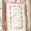 Golden Floral Crest Nikkah Certificate in peach pink frame