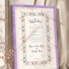 Golden Floral Crest Nikkah Certificate in purple frame