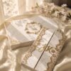 Ivory & Gold Lace Gatefold Nikkah Booklet on cream silk