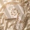 Ivory & Gold Lace Gatefold Nikkah Booklet, angled view