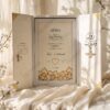 Ivory Gatefold Nikkah Booklet with Feather Pen, side view