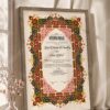 Maroon and Emerald Persian Nikkah Certificate in brown frame
