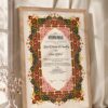 Maroon and Emerald Persian Nikkah Certificate in oak wood frame