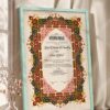 Maroon and Emerald Persian Nikkah Certificate in soft sea green frame