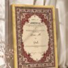 Maroon Floral Oval Cartouche Nikkah Certificate in fancy golden frame