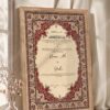 Maroon Floral Oval Cartouche Nikkah Certificate in oak wood frame
