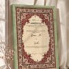 Maroon Floral Oval Cartouche Nikkah Certificate in olive green frame