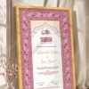 Maroon Geometric Islamic Nikkah Certificate in fancy golden frame