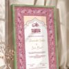 Maroon Geometric Islamic Nikkah Certificate in olive green frame