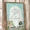 Mint Mughal Arch Garden Nikkah Certificate in warm brown wooden frame