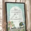 Mint Mughal Arch Garden Nikkah Certificate in fancy black frame
