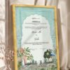 Mint Mughal Arch Garden Nikkah Certificate in fancy golden frame