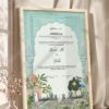 Mint Mughal Arch Garden Nikkah Certificate in fancy off white frame