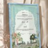Mint Mughal Arch Garden Nikkah Certificate in modern ice blue frame