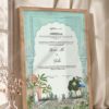 Mint Mughal Arch Garden Nikkah Certificate in natural oak wood frame