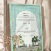 Mint Mughal Arch Garden Nikkah Certificate in soft sea green frame