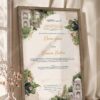 Mughal Garden Pavilion Nikkah Certificate in warm brown wooden frame