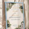 Mughal Garden Pavilion Nikkah Certificate in modern ice blue frame
