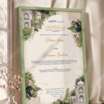 Mughal Garden Pavilion Nikkah Certificate in olive green frame