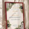 Mughal Garden Pavilion Nikkah Certificate in rich royal cherry frame