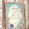 Mughal Garden and Peacock Nikkah Certificate in peach pink frame