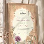 Mughal Heritage Sandstone Nikkah Certificate in natural oak wood frame