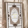 Ornate Brown and Cobalt Blue Nikkah Certificate in brown frame