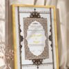 Ornate Brown and Cobalt Blue Nikkah Certificate in fancy golden frame