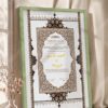 Ornate Brown and Cobalt Blue Nikkah Certificate in olive green frame