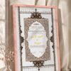 Ornate Brown and Cobalt Blue Nikkah Certificate in peach pink frame