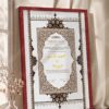 Ornate Brown and Cobalt Blue Nikkah Certificate in royal cherry frame